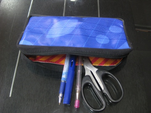 Pencil case made from Delhi Commonwealth Games waste