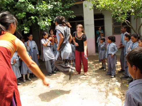 Jenna and Christina at the Conserve India school